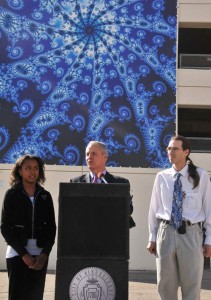 Mayor Martin J. Chavez, Rachel Washington and Jonathan Wolfe at the dedication ceremony. Photo by Carole Devillers. 