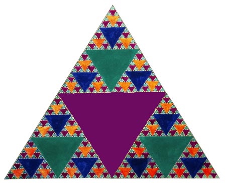 One triangle made by a student showing the same pattern at smaller and smaller scales.