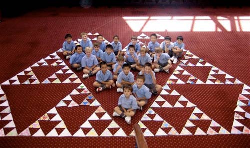 Children from the Camberwell Grammar School in Victoria, Australia. While most of the 4036 triangles in the Trianglethon were made by students in New Mexico, many triangles came from much further.